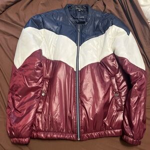 Kendall & Kylie Colorblock Jacket - Navy, White, Burgundy